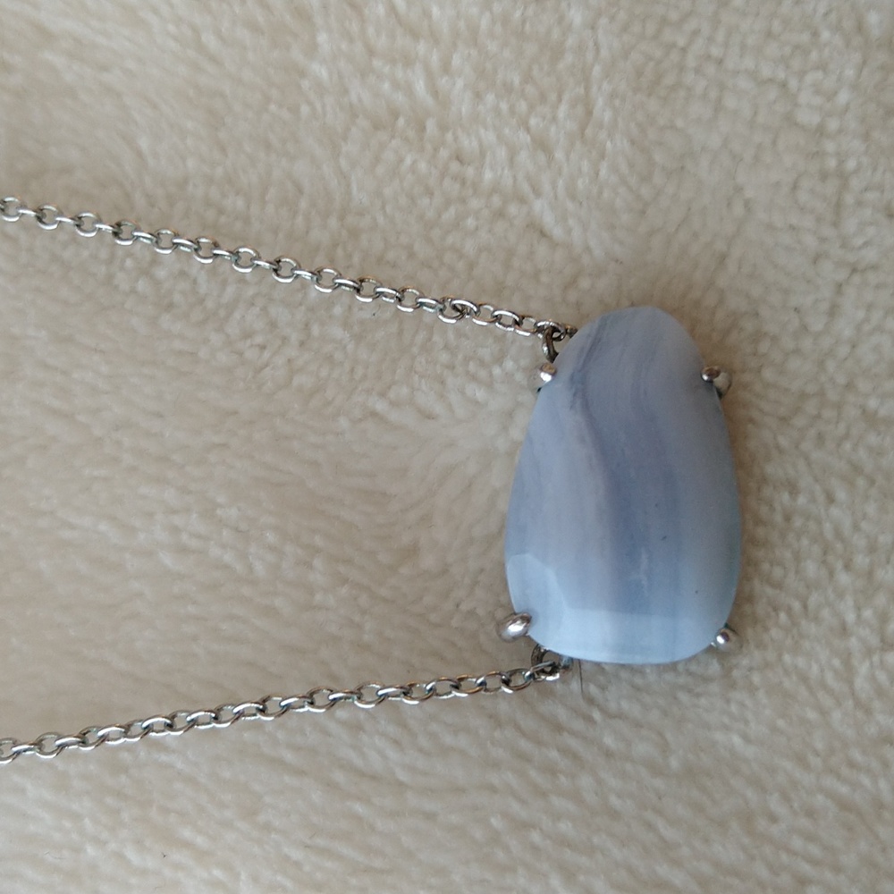 Kendra Scott Isla Necklace Blue Lace Rhodium Silver